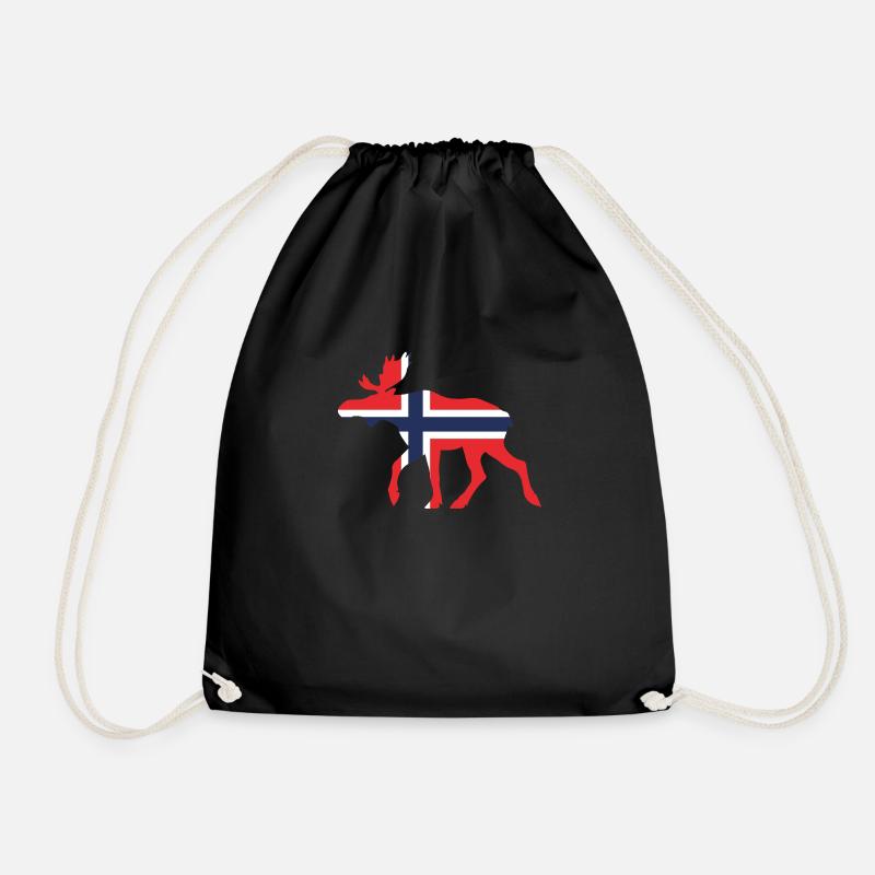 Moose Norway flag - Turnbeutel - Schwarz