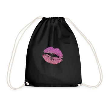 Glitzer Lippen - Turnbeutel - Schwarz - Vorne