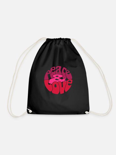 Peace Love_V5 - Drawstring Bag - black