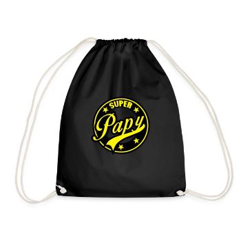 super papy vintage cercle rond logo - Sac de sport léger - noir - Devant