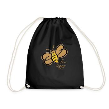 bee happy bees // Une impression dorée. - Sac de sport léger - noir - Devant