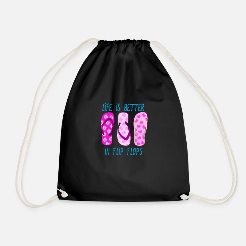 Life is better in flip flops - Drawstring Bag - black