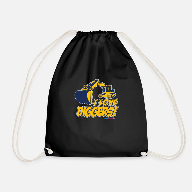 I Love Diggers - Drawstring Bag - black