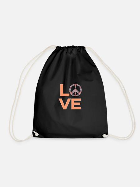 Hippie Hippies Peace Frieden 60er Jahre Geschenke - Turnbeutel - Schwarz