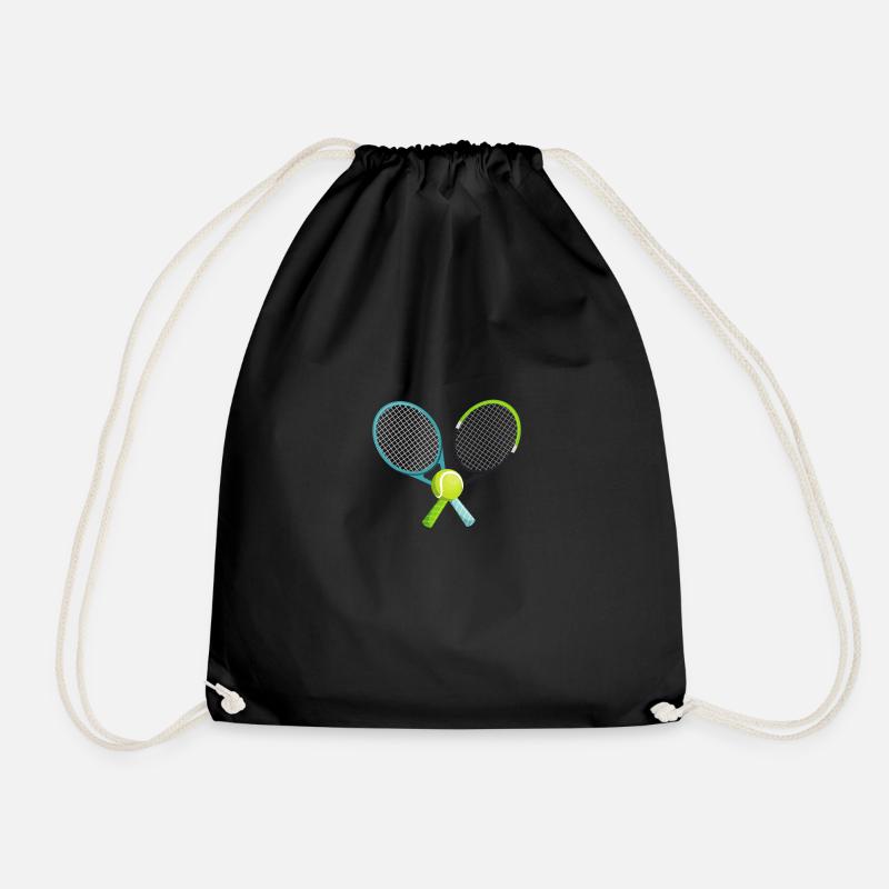 Tennisschläger kreuzend - Drawstring Bag - black