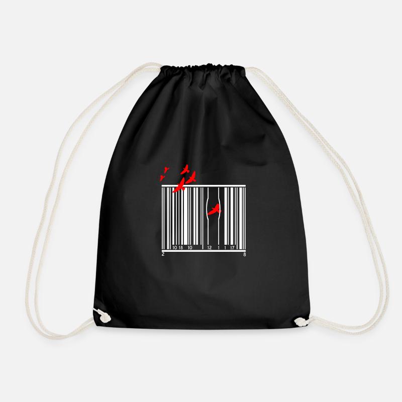 Bird Birds Banksy style Freedom Communism - Drawstring Bag - black