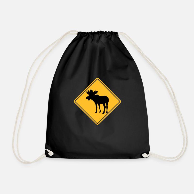 Moose Road Sign - Turnbeutel - Schwarz