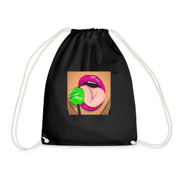 Sexy lollipop licking cartoon - Drawstring Bag - black - Front