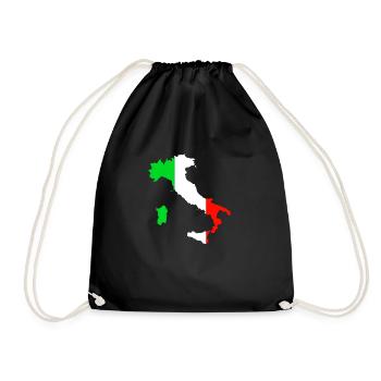 Flag of Italy and Map of Italy - Drawstring Bag - black - Front
