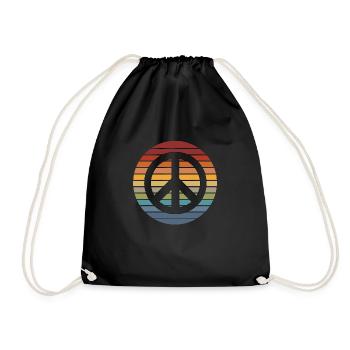 Hippie Shirt Retro | Hippies 60s Peace Gifts - Drawstring Bag - black - Front