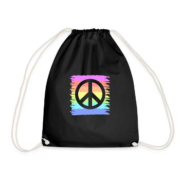 Hippie | Peace Sign Hippies Love Gift Ideas - Drawstring Bag - black - Front
