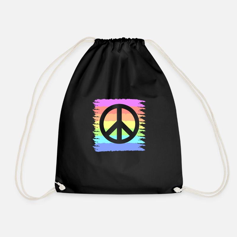 Hippie | Peace-Zeichen Hippies Liebe Geschenkideen - Turnbeutel - Schwarz