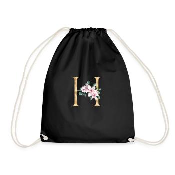 Alphabet H - Drawstring Bag - black - Front