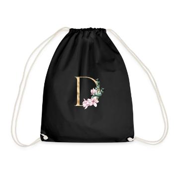 Alphabet D - Drawstring Bag - black - Front