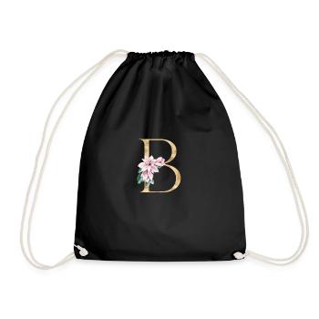 Alphabet B - Drawstring Bag - black - Front