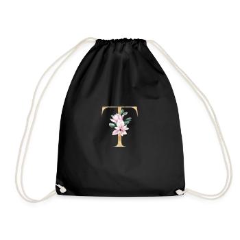 Alphabet T - Drawstring Bag - black - Front