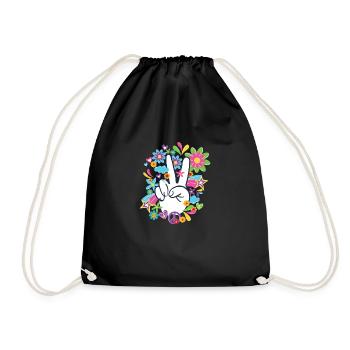 Hippie Peace | Hippies Clothing Costume Gifts - Drawstring Bag - black - Front