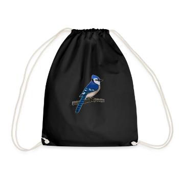 jz.birds Blue Jay Vogel Design - Turnbeutel - Schwarz - Vorne