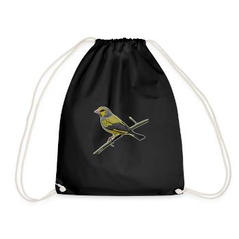 jz.birds Grünfink Vogel Design - Turnbeutel - Schwarz - Vorne
