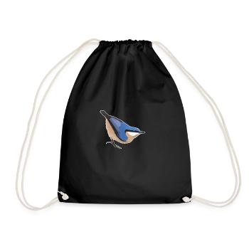 jz.birds nuthatch bird design - Drawstring Bag - black - Front