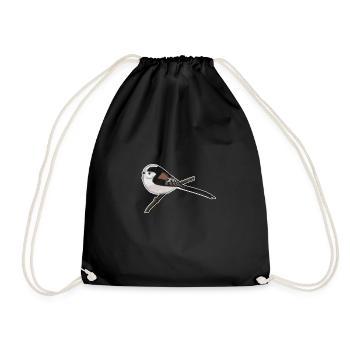 jz.birds long-tailed tit bird design - Drawstring Bag - black - Front