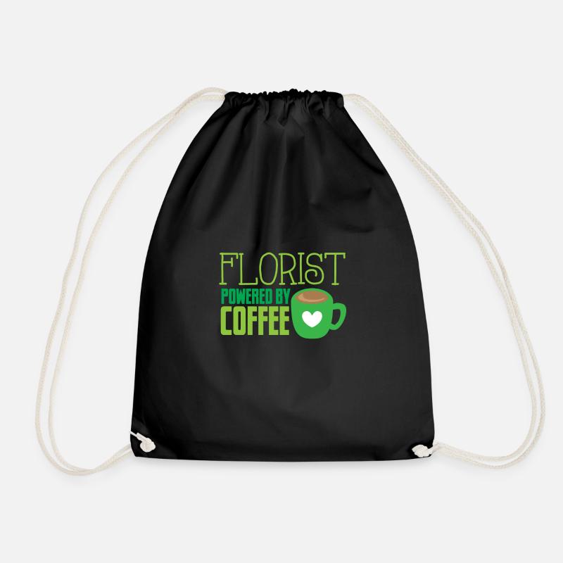 Florist powered by coffee - Drawstring Bag - black