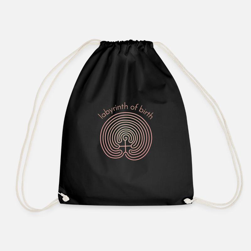 labyrinth - Drawstring Bag - black