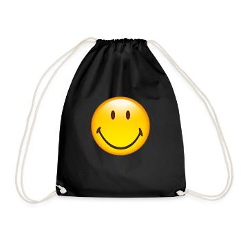 Smiley Glossy Happy - Drawstring Bag - black - Front