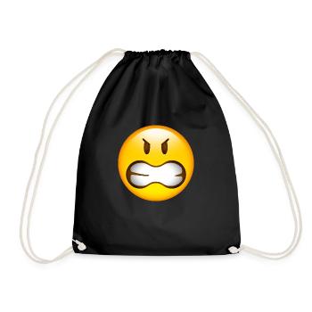 Smiley Glossy Anger - Drawstring Bag - black - Front