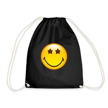 Smiley Glossy Stars - Drawstring Bag - black - Front