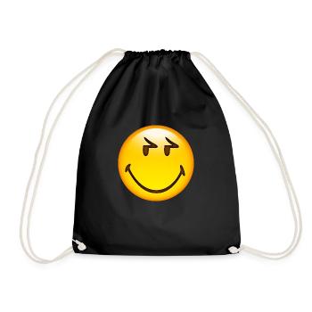 Smiley Glossy Eyelids - Drawstring Bag - black - Front