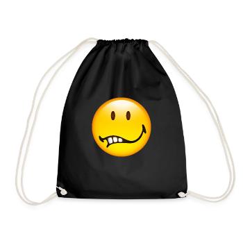Smiley Glossy Doubt - Drawstring Bag - black - Front