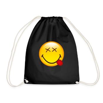 Smiley Glossy Happy - Drawstring Bag - black - Front