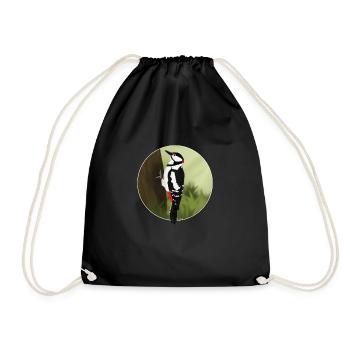 jz.birds woodpecker bird design illustration - Drawstring Bag - black - Front