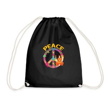 Hippie Peace | Namaste Hippies Peace Gifts - Drawstring Bag - black - Front