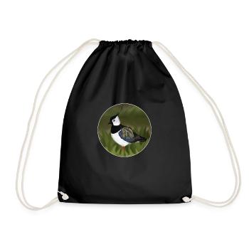 jz.birds lapwing bird design illustration - Drawstring Bag - black - Front