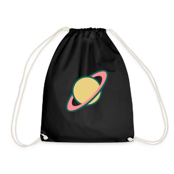 Planet Saturn (Cartoon) - Drawstring Bag - black - Front