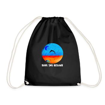 One with the ocean - Save the Oceans Dolphin Shirt - Drawstring Bag - black - Front