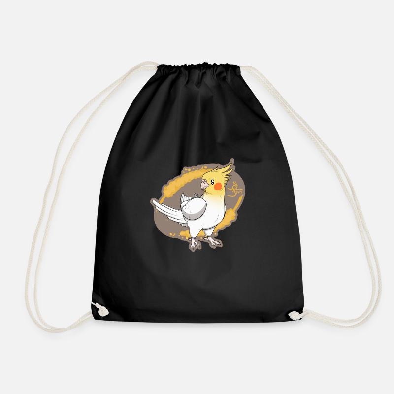 Cockatiel Lutino - Drawstring Bag - black
