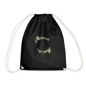 Customizable Floral Wreath Round - Drawstring Bag - black - Front