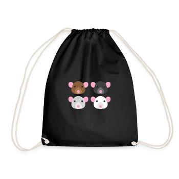 four mice brown black white and grey - Drawstring Bag - black - Front