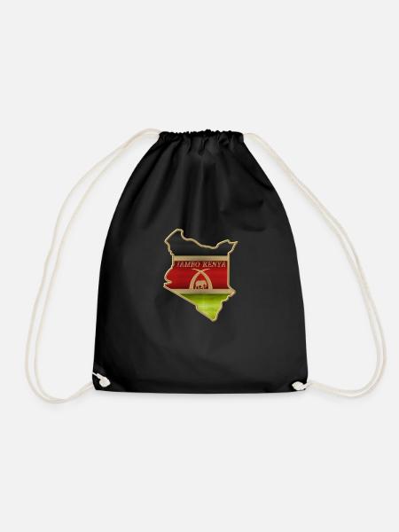 Kenya flag - Drawstring Bag - black