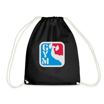 gym sport arm hantel outline hand arm muscle stron - Drawstring Bag - black - Front