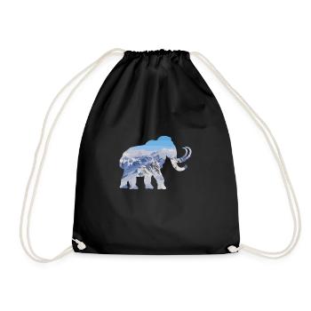 Double Exposure Animals Mammoth Funny Gift - Drawstring Bag - black - Front