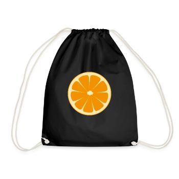 orange half - Drawstring Bag - black - Front