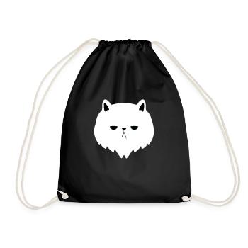 bored cat - Drawstring Bag - black - Front