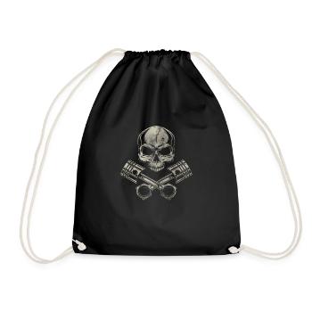 Skull with piston - Drawstring Bag - black - Front