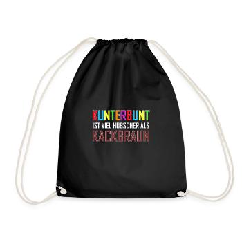Kunterbunt Antifa | Gegen Nazis Rassismus Geschenk - Turnbeutel - Schwarz - Vorne