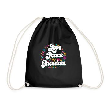 Hippie outfit | Love Peace Freedom Gifts - Drawstring Bag - black - Front