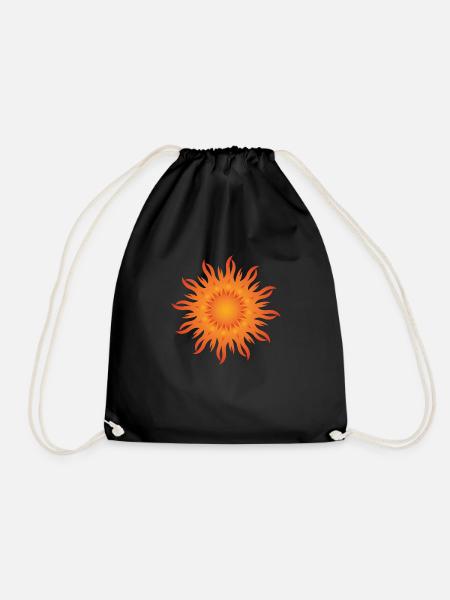 Sonne Sonenenstrahlen Geschenk Flower Power PopArt - Turnbeutel - Schwarz